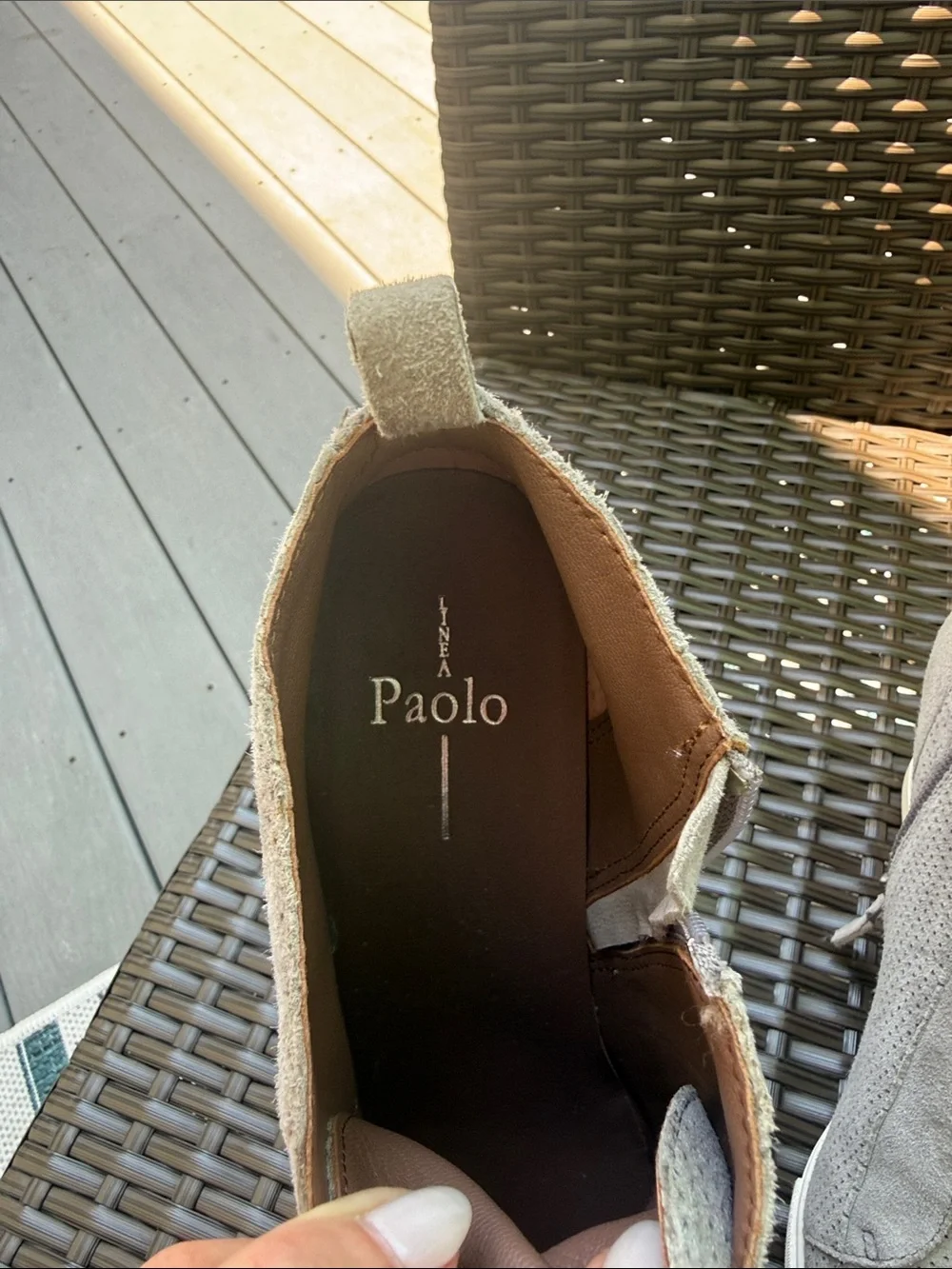 Paolo - Perforated Suede Wedge Sneaker Booties - Light Gray size 7.5